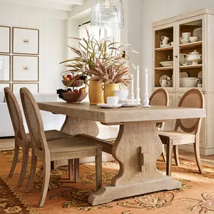 Signora Woods vendite calde sala da pranzo mobili facili da pulire tavolo da pranzo in legno resistente Set 6 sedie posti