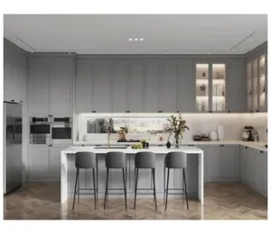 Armadi di alta qualità grigio Design pronto per assemblare stile Shaker in legno massiccio Set di mobili da cucina