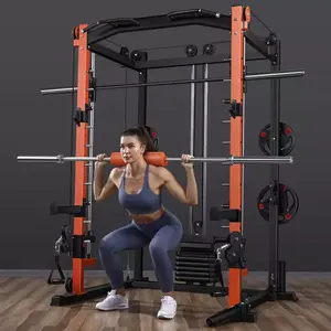 Gym Apparatuur Commerciële Luxe Trainer Power Kooi Kabel Crossover 4 In 1 Multi Functionele Squat Rack Smith Machine