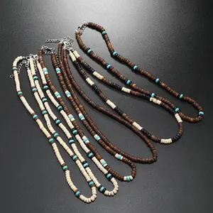 Collier de perles de coquille de noix de coco perles de riz chaîne de clavicule pour hommes collier patchwork de niche bohème