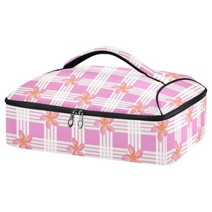 Aloha Hawaii Pink Plumeria Design Pan Holder Bag BBQ Food Storage Palaka Potluck Insulated Casserole Carrier Cooler Bag - Product Image 1