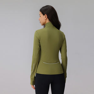 Giacca da Donna con Zip Intera, Leggera, Aderente, con Fori per i Pollici, Stampa Riflettente Personalizzata, per Palestra, Allenamento, Corsa Notturna e Yoga - Product Image 3