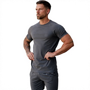T-shirts décontractés pour hommes 100 % coton, personnalisables avec logo, couleur unie, coupe classique, gris clair, respirants et à séchage rapide, haute qualité - Product Image 4