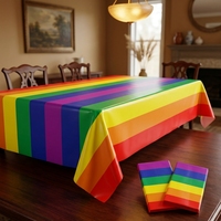 Lot de 2 nappes jetables en plastique arc-en-ciel, 54 x 108 pouces, résistantes aux taches, imperméables, pour décorations de fête d'anniversaire ou de bébé