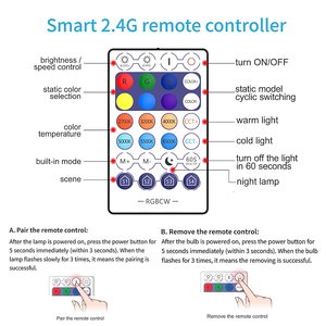 <span class=keywords><strong>Lampadina</strong></span> Intelligente con Telecomando 9W 110V Cambio Colore <span class=keywords><strong>Bluetooth</strong></span> WiFi con Sincronizzazione Musicale RGBCW - Product Image 4