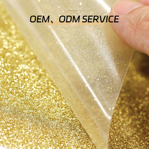 ฟิล์มไวนิลกลิตเตอร์ HTV แบบลอกลายความร้อนด้วยแสงแวววาวสีทองสินค้าใหม่สำหรับเสื้อยืดเสื้อผ้าผ้า - Product Image 2