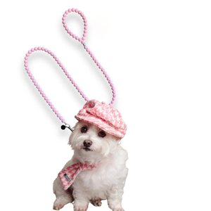 Correa para Perro con Cuentas, Color Rosa Pastel, Diseño Único, Hecha a Mano, para Cachorros y Gatos - Product Image 1