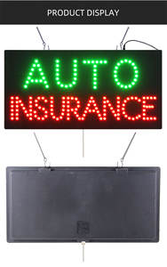 Letrero Led de <span class=keywords><strong>SEGURO</strong></span> DE AUTOMÓVIL de 12*24 pulgadas, colgado en la compañía de seguros, letrero intermitente iluminado con texto interior Led - Product Image 3