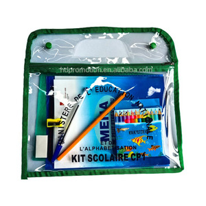 Kit d'étudiant d'appel d'offres du gouvernement africain de la Côte d'Ivoire CP1 CP2 CE1 <span class=keywords><strong>CE2</strong></span> pochette en PVC ensemble de papeterie scolaire - Product Image 1