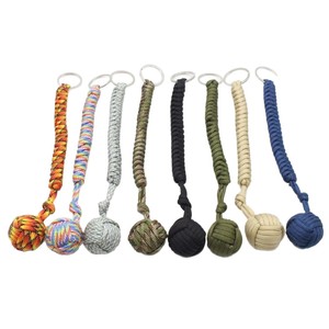 Handmade Paracord Keychain <b>Ball</b> Shape Lightweight Outdoor Camping Decorative Backpack Accessory Glass Bead Keyring - Product Image 5