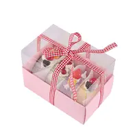 Scatole per imballaggio in cartone dolce Macaron rosa grande all'ingrosso confezione regalo da forno scatola per torta di caramelle da Dessert con coperchio trasparente