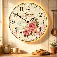 Reloj de Pared Redondo de 10 Pulgadas, de Madera, Silencioso, sin Tictac, Estilo Art Deco, con Agujas de un Solo Eje, Números Arábigos, Diseño de Naturaleza Muerta