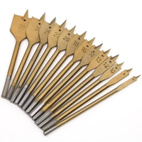Jeu de 13 forets à lame plate Pexmientas, tige ronde, revêtement titane, haute efficacité, pour le travail du bois et la découpe de trous dans le bois