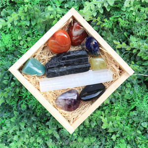 Colorful Natural Healing Crystal Gemstone <strong>Chakra</strong> Geometry Set Relaxing Meditation Tourmaline <strong>Stones</strong> for SPA - Product Image 3
