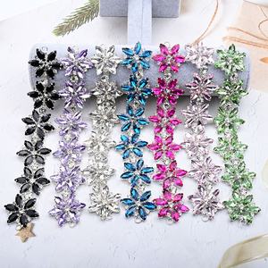 Nouvelle chaîne <span class=keywords><strong>à</strong></span> maillons en cristal artisanal de 3,5 x 21 cm, inspirée de la couture, garniture en strass pour vêtements de luxe et design signature - Product Image 3