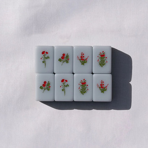 Jeu de Mahjong Classique de Luxe Vert Herbe, 4 Pièces en Acrylique de 1,26 Pouce, Motif Jasmin Américain - Product Image 5