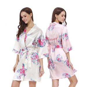 New Floral Bride Bathrobes High Quality Bridesmaid <strong>Robes</strong> Printed Home Wear Soft Fabric <strong>Ladies</strong> Loungewear <strong>Kimono</strong> Dress - Product Image 5