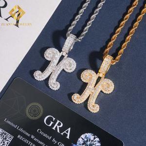 จี้เพชร missanite VVS จี้ตัวอักษร H เริ่มต้นจี้ฮิปฮอปเครื่องประดับ925ชุบทองเงินจี้ unisex - Product Image 6