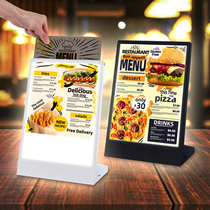 حامل عرض <span class=keywords><strong>LED</strong></span> مزدوج الوجهين لسطح المكتب A4 قابل لإعادة الشحن حامل علامة حامل إعلانات - Product Image 1