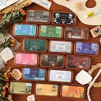 16 tampons d'encre à l'huile de couleur dans une boîte métallique pour les arts créatifs et l'artisanat, les tampons DIY, les journaux en papier, le scrapbooking et l'impression de cartes