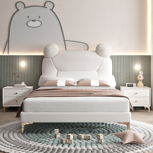 Cama Infantil <span class=keywords><strong>de</strong></span> Diseño Moderno Personalizada con Marco <span class=keywords><strong>de</strong></span> Conejo, Cama Individual <span class=keywords><strong>de</strong></span> Cuero con Dibujos Animados <span class=keywords><strong>de</strong></span> Princesa <span class=keywords><strong>para</strong></span> Niñas - Product Image 1