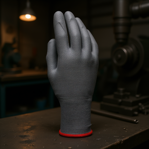 Guantes de poliéster con revestimiento de poliuretano, guantes de trabajo protectores para uso industrial - Product Image 3