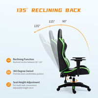 Chaise de jeu PC en cuir synthétique Accoudoirs fixes en PU Chaise de travail de style course de bureau pour logo d'ordinateur Chaise de jeu Silla Gamer