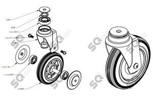 Fabriek Direct 7 Inch Duurzaam Zware Anti-Statische Tpr 180Kg Luchthaven <span class=keywords><strong>Trolley</strong></span> Draaibare Rollende Vliegtuig Bagage Kar Wiel Alleen - Product Image 5