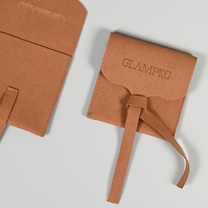 GLAMPKG Wholesale Custom Deboss Logo Printed MIcrofiber <b>Envelope</b> Flap Jewelry Pouch for Necklace Bangle Jewelry Bag with Rope - Product Image 4