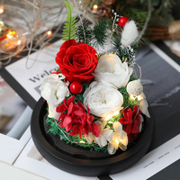 Konservierte Blumen in Glaskuppel Konservierte Hortensien Weihnachtsbaum Echte Ewige Rosen Langlebig 3-5 Jahre Muttertag Abschlussfeier
