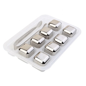 Enfriador de enfriamiento congelado de acero inoxidable de 27mm, piedras heladas, whisky, <span class=keywords><strong>vino</strong></span> helado, 4 Uds., un juego, 8 Uds., un juego con caja de regalo y pinzas - Product Image 2
