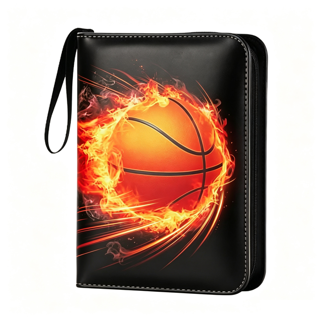 Factory Wholesale 4 Pocket 3 Ring Binder Album PU Leather Trading Card Binder with Carry Handle for Card Collectors