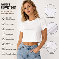 T-shirt court en coton et élasthanne 180 GSM pour femme, personnalisable (logo, taille, couleur), vente en gros, directement de l'usine