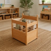 Chuangjin Étagère de rangement 12 compartiments en bois de hêtre pour tapis de travail Montessori et tapis de maternelle, Fabricant en gros