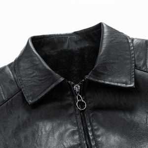 جلد صناعي شتوي صوف لراكبي الدراجات النارية بسحاب طباعة مخصصة سادة أحمر بوليستر أحدث تصميم سترة جلدية للرجال للدراجات النارية - Product Image 3