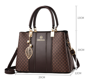 ALH0013 Bolsos de Mano de PU de Gran Capacidad con Estampado de Monograma de Marca de Lujo para Mujer, Bloque de Color, Cierre de Cremallera con Borla, Impermeable, Portátil - Product Image 2