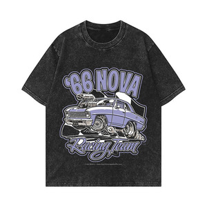 T-shirts en coton tricoté 100 % personnalisés en gros, style streetwear unisexe, avec imprimé graphique d'avatars d'anime, effet vintage délavé pour hommes - Product Image 6