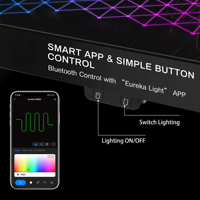 Escritorio Gaming de Vidrio LED AJUNION con Luces RGB Controladas por Aplicación, Escritorio Compacto Rectangular para Oficina en Casa con Portavasos