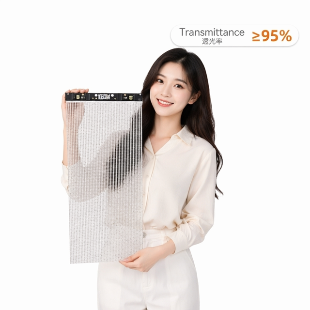 Transparent LED Film Self-Adhesive Glass Wall Signage Display with 2-Year Warranty 1000-4000cd Brightness for US EU Branding