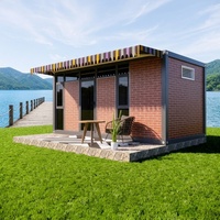 Maison conteneur préfabriquée moderne de luxe, modulaire et assemblable, type mini-chalet, boutique, café-bar, avec toilettes