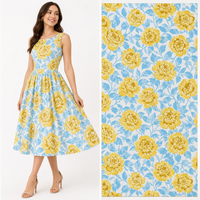 Tissu imprimé floral 100% coton 40s X 40s, tissu vintage à fleurs pour robe, couture de vêtements pour femmes