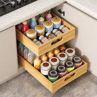 Organisateur d'épices multifonction coulissant et pliable, distributeur de sel et poivre en bambou, support de rangement pour cuisine