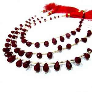 Natural Ruby Corundum Tear <b>Drop</b> Briolette Beads Strand Length 8 Inches long - Product Image 1