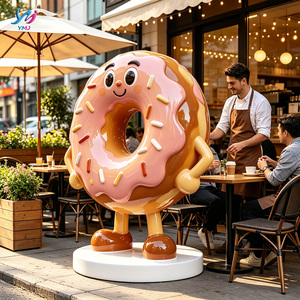Statua Mascotte Ciambella in Fibra <span class=keywords><strong>di</strong></span> Vetro a Grandezza Naturale, Scultura <span class=keywords><strong>di</strong></span> Personaggio Dolce, Ornamenti Moderni per Interni a Tema Alimentare - Product Image 3