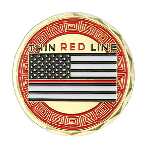 Feuerwehr mann Abzeichen vergoldet dünne rote Linie Feuer rettung Stadt Sammler Geschenk Gedenkmünze - Product Image 4