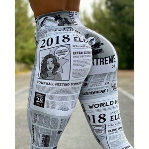 Pantalon de yoga <span class=keywords><strong>vintage</strong></span> taille haute extensible en velours polyester à imprimé numérique, style européen et américain, collection Printemps, coupe ajustée XY6657 - Product Image 2