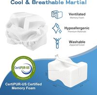 Oreiller orthopédique pour le genou avec mousse à mémoire de forme, housse amovible en tissu doux, oreillers de lit pour un usage domestique, dormeurs latéraux, soulagement de la sciatique