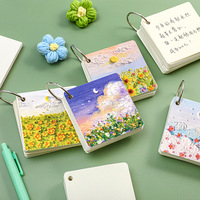 Carnet à anneaux en fer Série Peinture à l'huile, Carnet de notes créatif à motifs paysagers, Cahier vierge pour étudiants, Carnet de mots en anglais, Papeterie