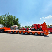 Semi-remorque surbaissée robuste à 8 essieux, 120 tonnes, en acier, avec échelle hydraulique pour transport de conteneurs – Vente chaude
