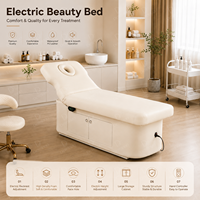 Table de massage électrique motorisée personnalisée pour soins du visage et cils, blanche, de luxe, moderne, mobilier de salon de beauté